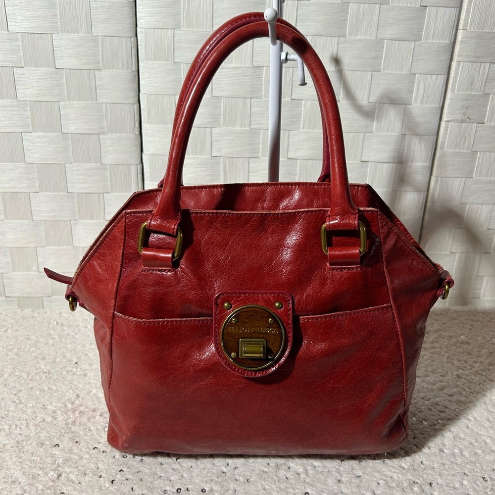 Elliott Luca Red Leather Handbag satchel - Picture 4 of 12